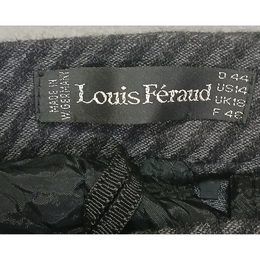 Louis‎ Feraud Vintage Women's Black Gray Striped Skirt US 14 MADE IN W.GERMANY